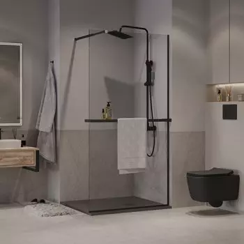 Душевая перегородка Walk In Niagara Nova 100x195 NG-670-10ВLACK стекло прозрачное, профиль черный матовый