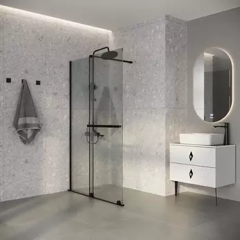 Душевая перегородка Walk In Niagara Nova 90х200 NG-671-90BLACK стекло прозрачное, профиль черный матовый