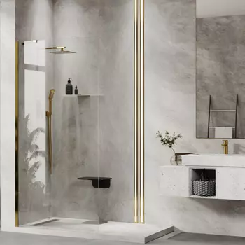 Душевая перегородка Wasserkraft Aisch Walk In 90х200 55W39 стекло прозрачное, профиль золото
