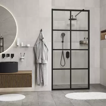 Душевая перегородка Wasserkraft Glan Walk In 120х200 66W40 стекло прозрачное, профиль черный