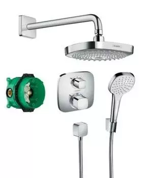Душевая система Hansgrohe [Комплект] Croma Select E 27294000 с термостатом, без излива, белая, хром