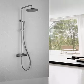 Душевая стойка Abber Wasser Kreis AF8160NG без излива, с термостатом, никель