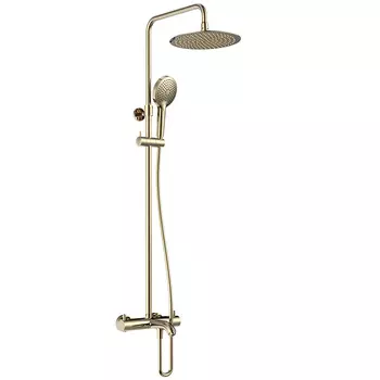 Душевая стойка AQUAme Siena AQM8008GG золото, со смесителем, термостатом и изливом