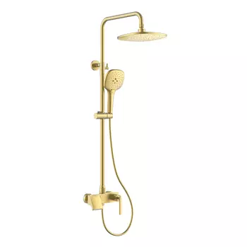 Душевая стойка Black&White 9103BG брашированное золото, со смесителем, с изливом