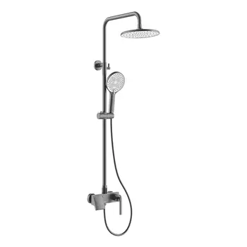 Душевая стойка Black&White 9103GM оружейная сталь, со смесителем, с изливом