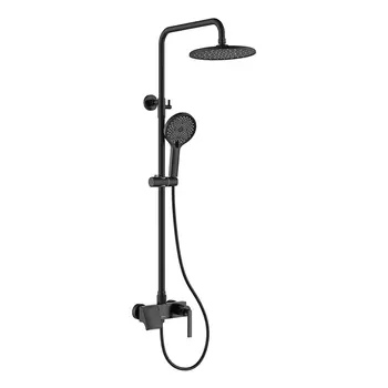 Душевая стойка Black&White 9103MB черный матовый, со смесителем, с изливом