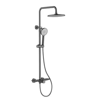 Душевая стойка Black&White 9104GM оружейная сталь, со смесителем, без излива