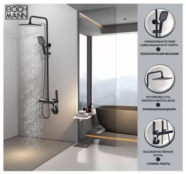 Душевая стойка BOCH MANN Vettorre b ts BM9651 с термостатом, без излива, черная