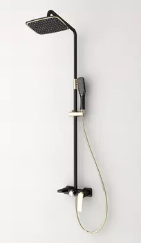 Душевая стойка Boheme Venturo 388-B черная, золото, с изливом