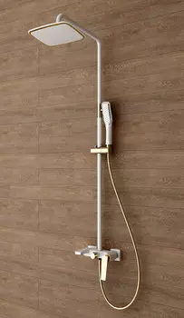 Душевая стойка Boheme Venturo 388-W белая, золото, с изливом