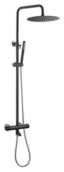 Душевая стойка Boheme Uno 468-T-BCR черная хром, с термостатом, с изливом
