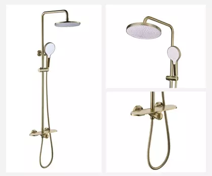 Душевая стойка Bronze de Luxe Icon 80112CG с изливом, матовое золото