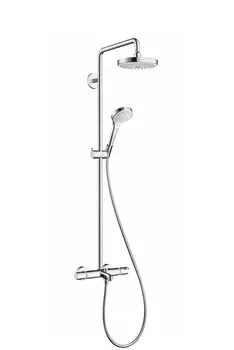 Душевая стойка Hansgrohe Croma Select S 180 2jet Showerpipe 27351400 с термостатом и изливом, белая, хром