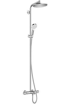 Душевая стойка Hansgrohe Crometta S 240 1jet Showerpipe 27320000 с термостатом и изливом, белая, хром