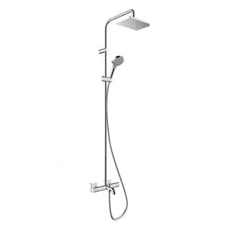 Душевая стойка Hansgrohe Showerpipe 230 1jet Vernis Shape 26284000 с термостатом, без излива, хром