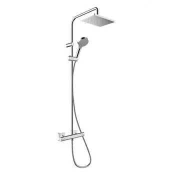Душевая стойка Hansgrohe Showerpipe 230 1jet Vernis Shape 26286000 с термостатом, без излива, хром