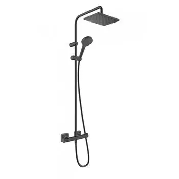 Душевая стойка Hansgrohe Showerpipe 230 1jet Vernis Shape 26286670 с термостатом, без излива, матовая черная