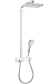 Душевая стойка Hansgrohe Showerpipe 360 1jet с ShowerTablet Select 300 27288400 с термостатом, без излива, белая, хром