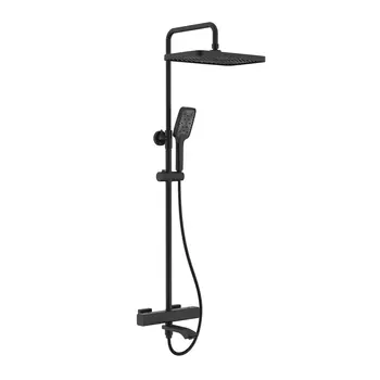 Душевая стойка Raglo R01 R01.26.06 черная, с изливом и термостатом