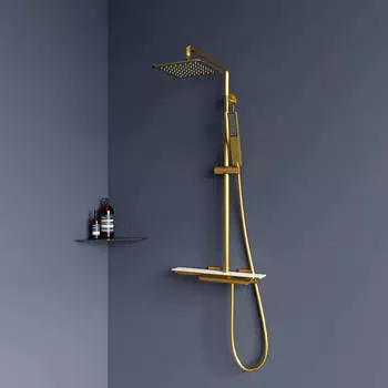 Душевая стойка RGW Shower Panels SP-34-G с термостатом и изливом, золото