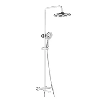 Душевая стойка Rose R3996F с термостатом и изливом для ванны, белый, хром