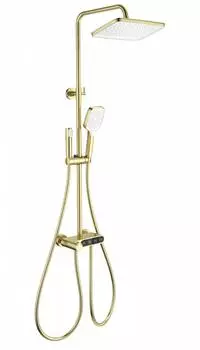 Душевая стойка с гигиеническим душем WONZON & WOGHAND MUSE WW-B3112-BG брашированное золото, с термостатом