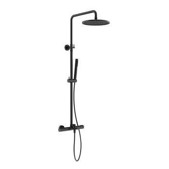 Душевая стойка Sancos Etna SC9008MB черный, со смесителем и термостатом, с изливом