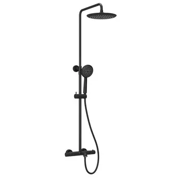 Душевая стойка Sancos Game SC3001LMB черный матовый, со смесителем и термостатом, с изливом