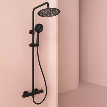 Душевая стойка Sancos Kanedo SC7200MB черная матовая, с термостатом, без излива