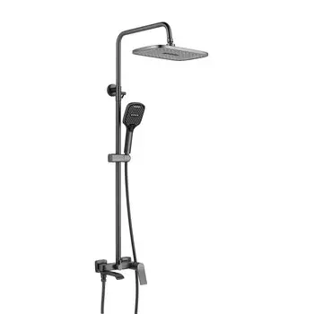 Душевая стойка Shevanik S4136T с изливом, оружейная сталь