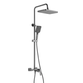 Душевая стойка Shevanik S4226T с изливом, оружейная сталь