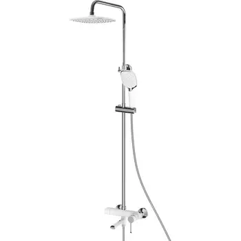 Душевая стойка Shevanik S6036F с изливом для ванны, белая, хром