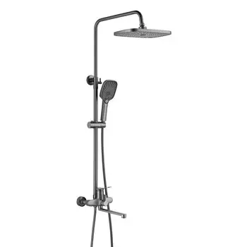 Душевая стойка Shevanik S6236T с изливом, оружейная сталь