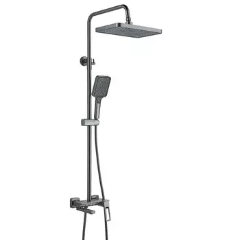 Душевая стойка Shevanik S6826T с изливом, оружейная сталь