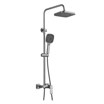 Душевая стойка Shevanik S9736T с изливом для ванны, оружейная сталь