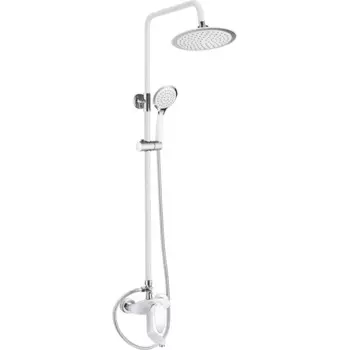 Душевая стойка Shevanik S9836F с изливом для ванны, белая, хром