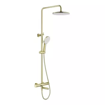 Душевая стойка Splenka S223 S223.26.03 сатин золотой, с изливом и термостатом