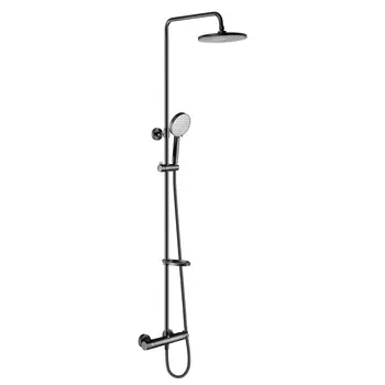 Душевая стойка Swedbe Hermes 5143B с термостатом, без излива, черная