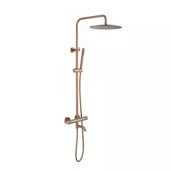Душевая стойка Timo Saona SX-2380/19 розовое золото, с термостатом, с изливом