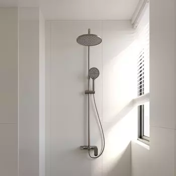 Душевая стойка Veconi Ferri FE-110-GR-C4 с изливом, графит брашированный