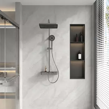 Душевая стойка Veconi Fossa FO-210-GR-C4 без излива, графит брашированный