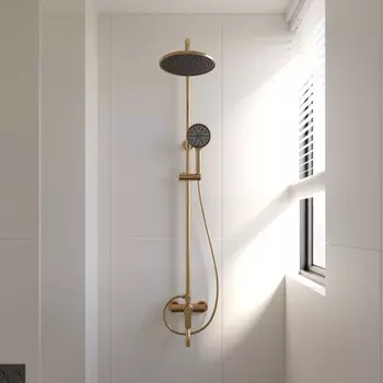 Душевая стойка Veconi Turi TU-100-G-C4 с изливом, золото брашированное