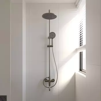 Душевая стойка Veconi Turi TU-100-GR-C4 с изливом, графит брашированный