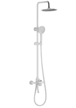 Душевая стойка WONZON & WOGHAND CLICK WW-N3S962-MW матовая белая, с изливом и термостатом