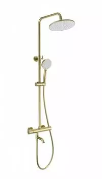 Душевая стойка WONZON & WOGHAND INN WW-B3047-A1-BG брашированное золото, с изливом и термостатом
