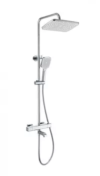 Душевая стойка WONZON & WOGHAND STAY WW-B3016-T1-CR глянцевый хром, с изливом и термостатом