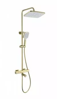 Душевая стойка WONZON & WOGHAND STAY WW-B3016-T1-BG брашированное золото, с изливом и термостатом