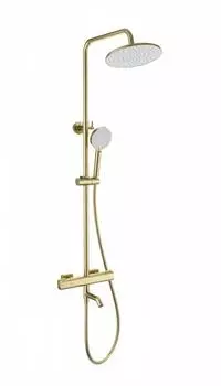 Душевая стойка WONZON & WOGHAND STAY WW-B3051-A1-BG брашированное золото, с изливом и термостатом