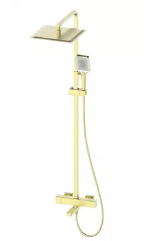 Душевая стойка WONZON & WOGHAND WW-88739901-BG брашированное золото, с изливом и термостатом