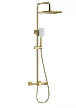 Душевая стойка WONZON & WOGHAND WW-AE33110-BG брашированное золото, с изливом и термостатом